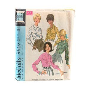 Vintage McCalls 9507 Misses' Blouse Pattern Three Versions Size 12